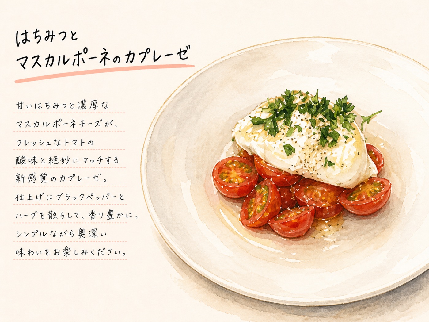 はちみつとマスカルポーネのカプレーゼのメニューカード